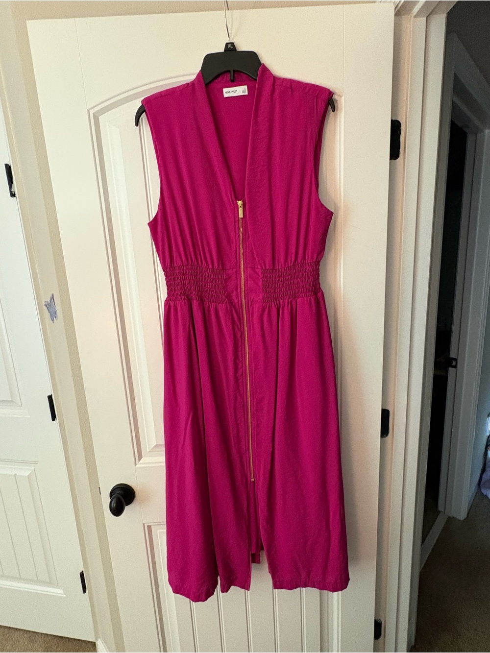 Nine West Zip-Front Dress with Smocked Waist